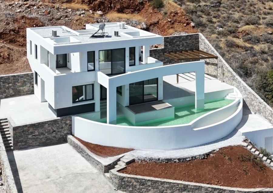 Newly built  villa with pool and magnificent view for sale in   Elounda 